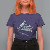 Funny Penguin Protest T Shirt For Women Resist Penguin Mountain Hiking Meme