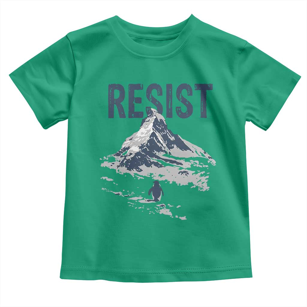 Funny Penguin Protest Toddler T Shirt Resist Penguin Mountain Hiking Meme