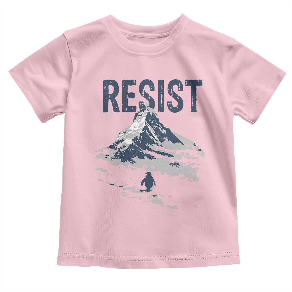 Funny Penguin Protest Toddler T Shirt Resist Penguin Mountain Hiking Meme