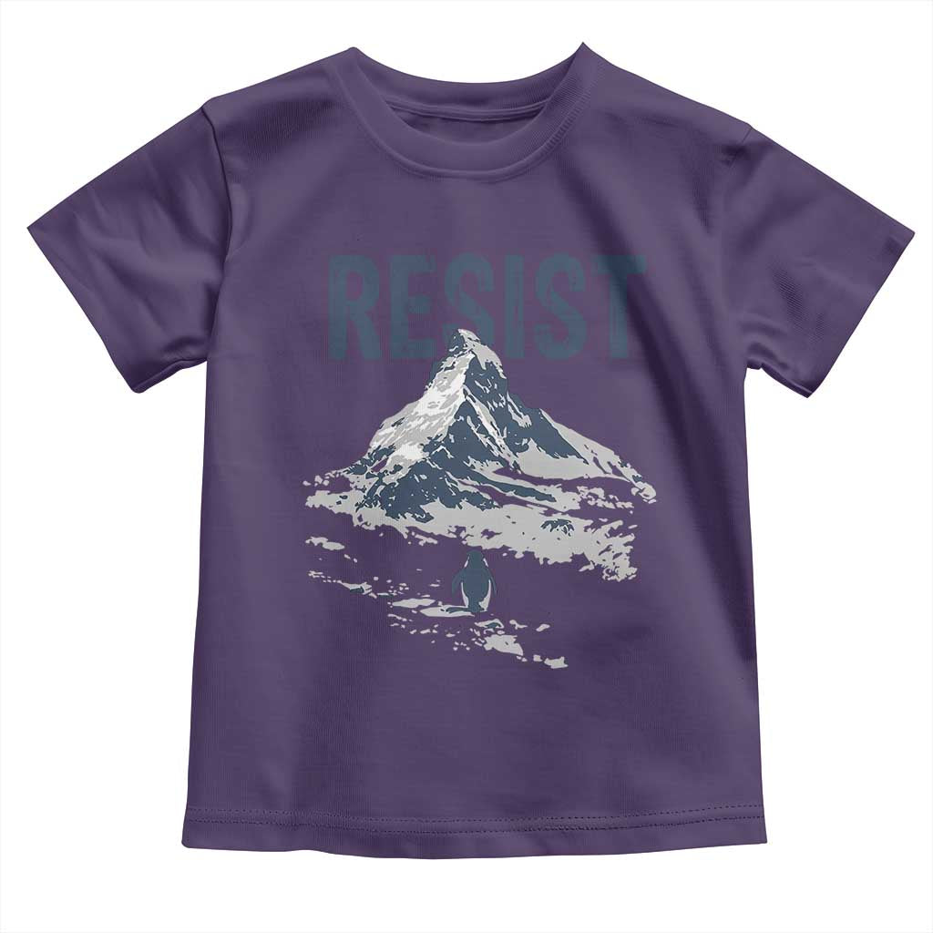 Funny Penguin Protest Toddler T Shirt Resist Penguin Mountain Hiking Meme