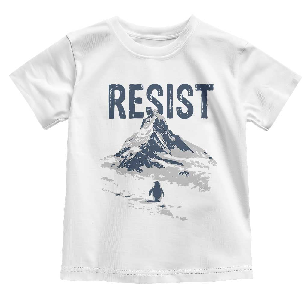 Funny Penguin Protest Toddler T Shirt Resist Penguin Mountain Hiking Meme