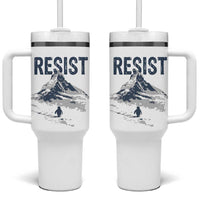 Funny Penguin Protest Tumbler With Handle Resist Penguin Mountain Hiking Meme
