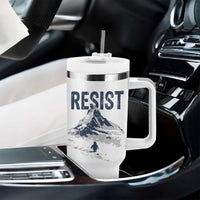Funny Penguin Protest Tumbler With Handle Resist Penguin Mountain Hiking Meme