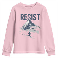 Funny Penguin Protest Youth Sweatshirt Resist Penguin Mountain Hiking Meme