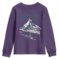 Funny Penguin Protest Youth Sweatshirt Resist Penguin Mountain Hiking Meme