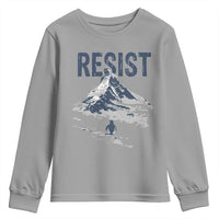 Funny Penguin Protest Youth Sweatshirt Resist Penguin Mountain Hiking Meme