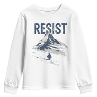 Funny Penguin Protest Youth Sweatshirt Resist Penguin Mountain Hiking Meme