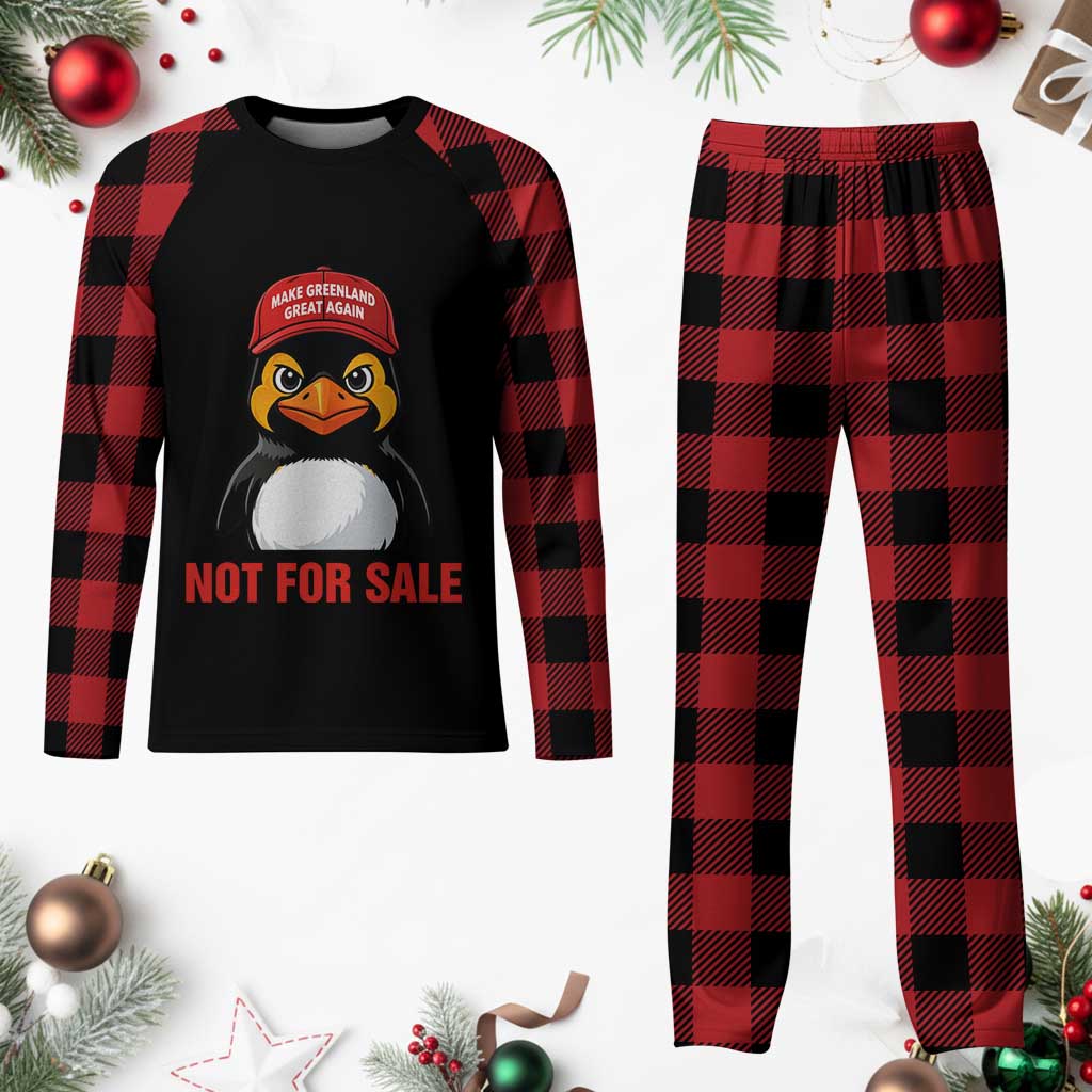 Greenland Is Not for Sale Plaid Pajama Set Funny Nihilist Penguin FDT Political Meme