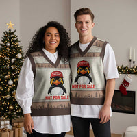 Greenland Is Not for Sale V-Neck Knit Sweater Vest Funny Nihilist Penguin FDT Political Meme