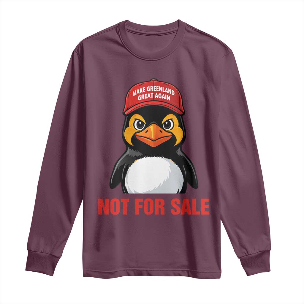 Greenland Is Not for Sale Long Sleeve Shirt Funny Nihilist Penguin FDT Political Meme