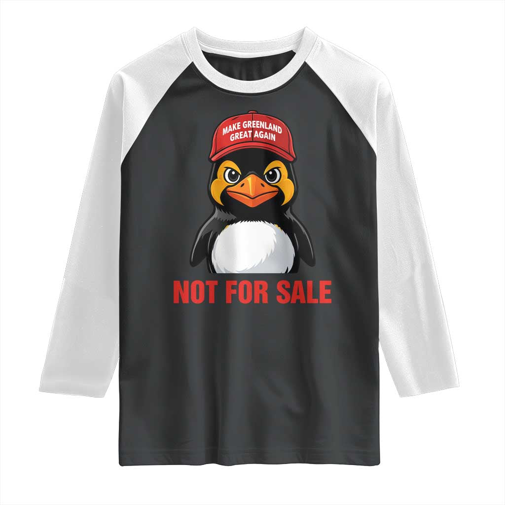 Greenland Is Not for Sale Raglan Shirt Funny Nihilist Penguin FDT Political Meme