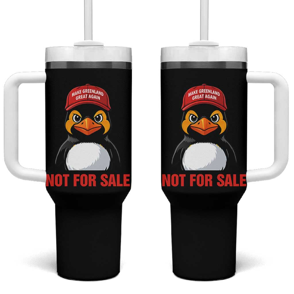 Greenland Is Not for Sale Tumbler With Handle Funny Nihilist Penguin FDT Political Meme