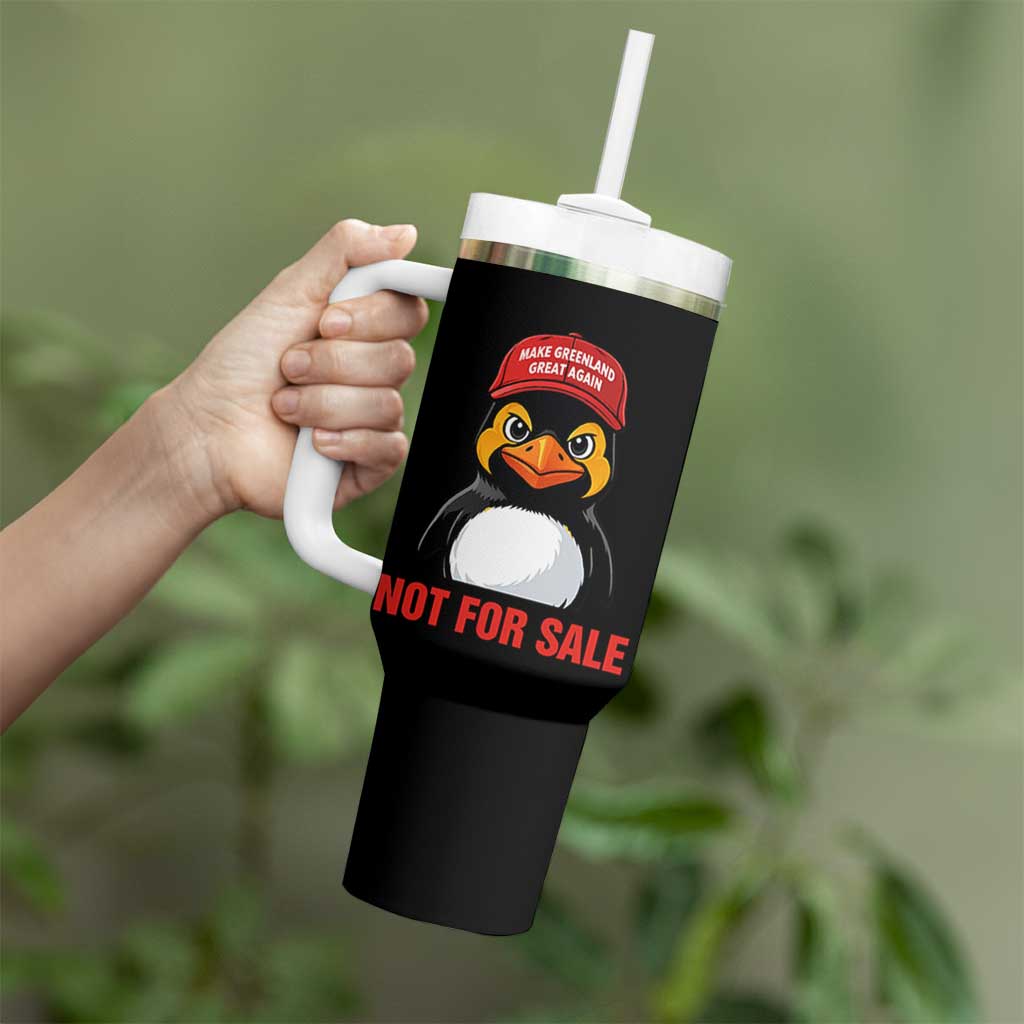 Greenland Is Not for Sale Tumbler With Handle Funny Nihilist Penguin FDT Political Meme