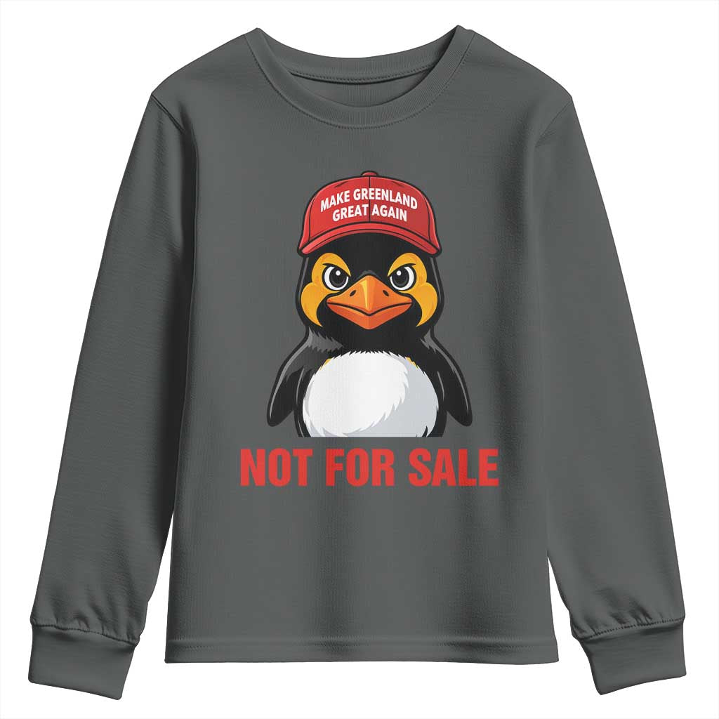 Greenland Is Not for Sale Youth Sweatshirt Funny Nihilist Penguin FDT Political Meme