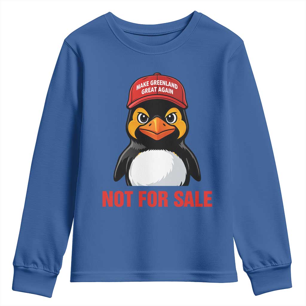 Greenland Is Not for Sale Youth Sweatshirt Funny Nihilist Penguin FDT Political Meme