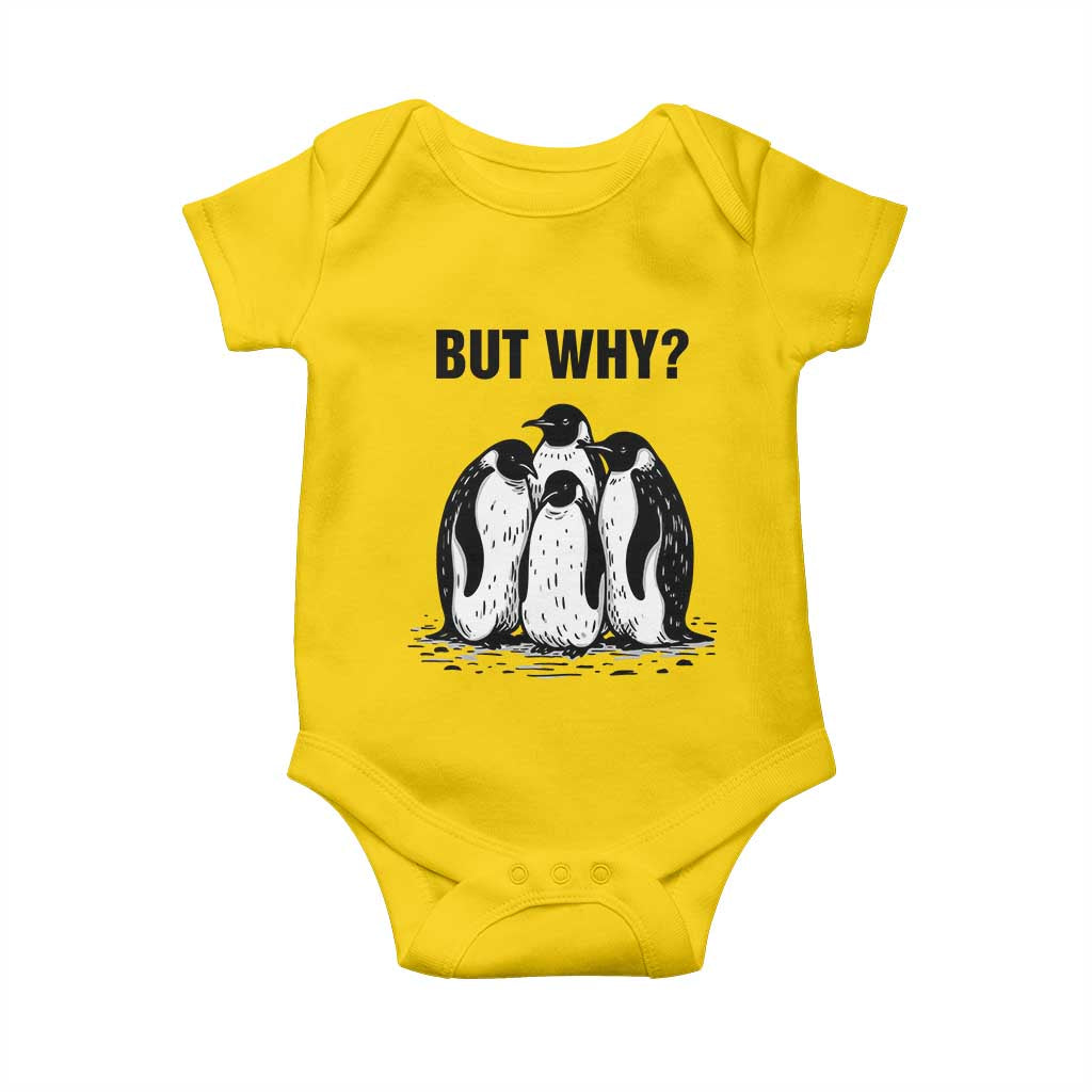 But Why Penguin Baby Onesie Funny Nihilist Hiking
