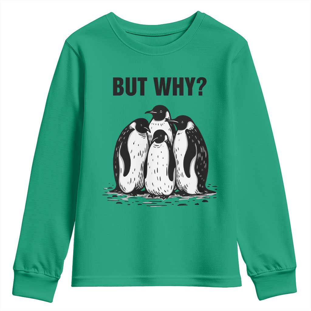 But Why Penguin Youth Sweatshirt Funny Nihilist Hiking