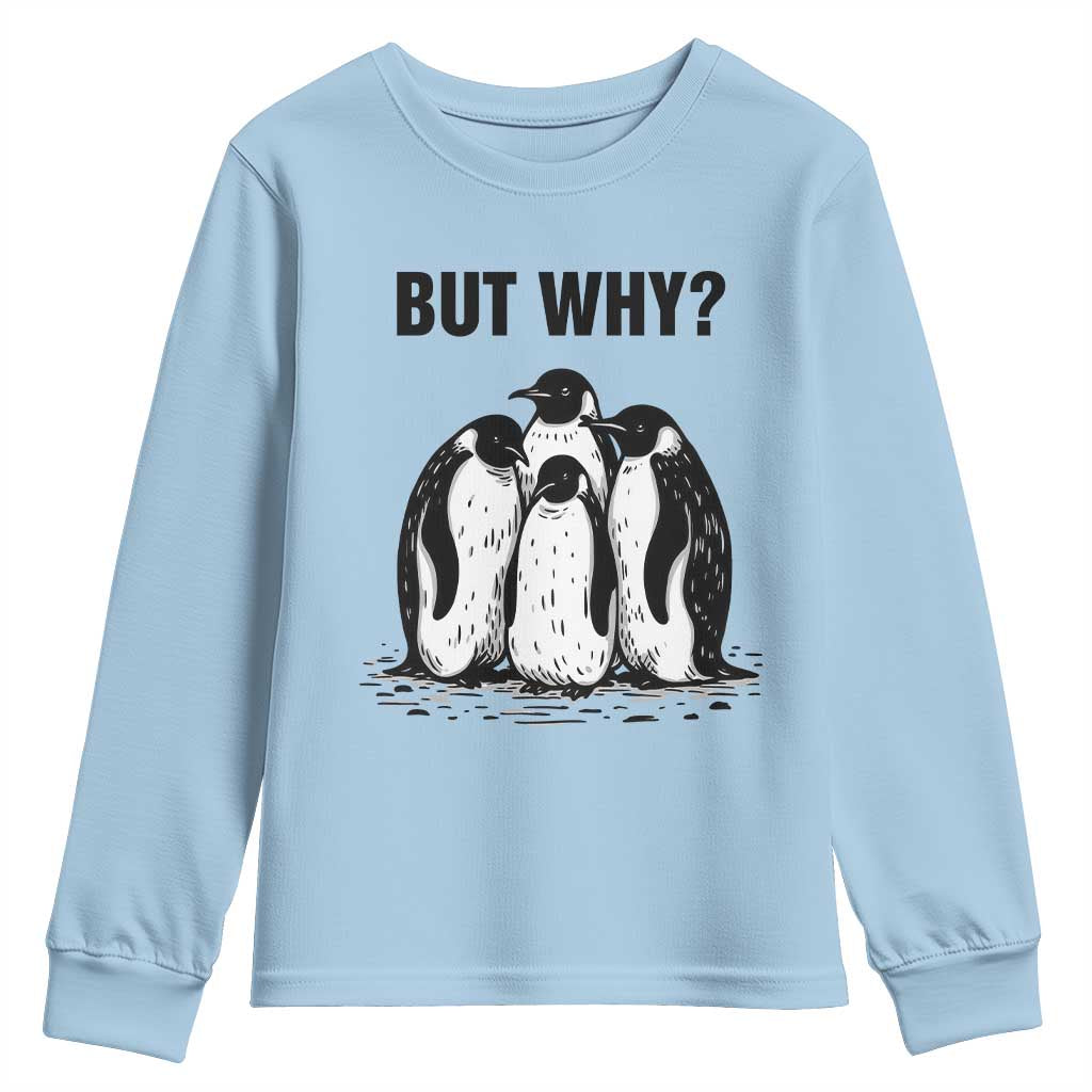 But Why Penguin Youth Sweatshirt Funny Nihilist Hiking