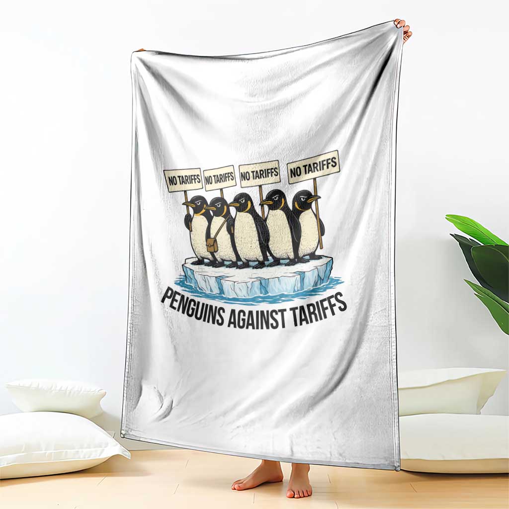 Penguins Against Tariffs Throw Blanket Resist Tariffs Subtle FDT Political Resistance