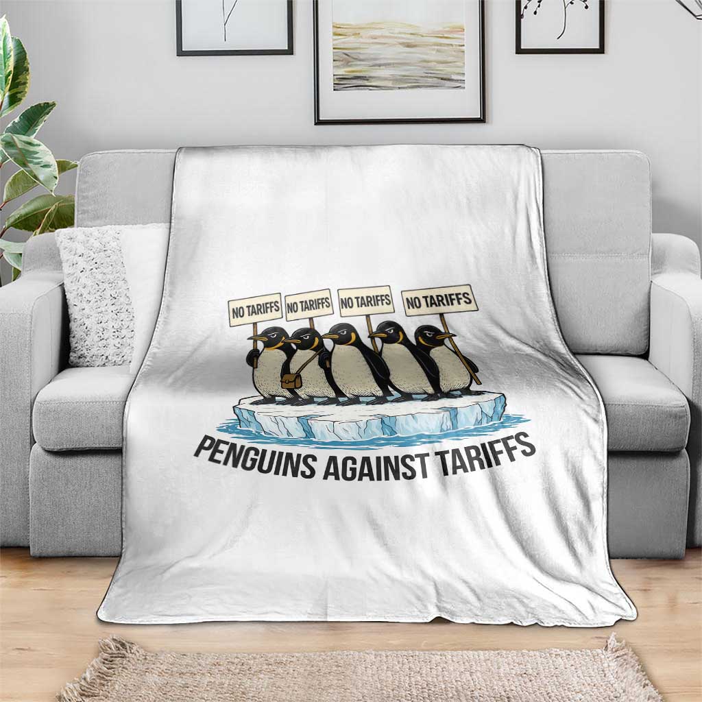 Penguins Against Tariffs Throw Blanket Resist Tariffs Subtle FDT Political Resistance