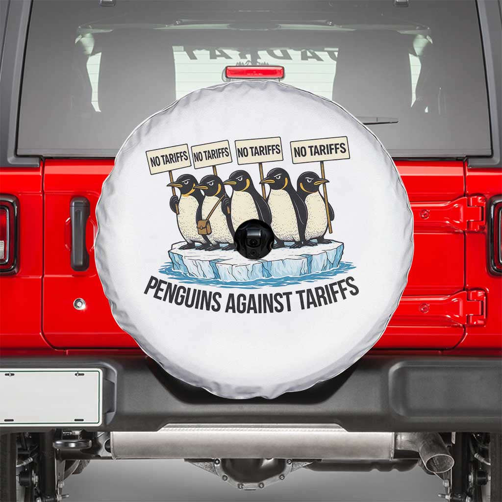 Penguins Against Tariffs Spare Tire Cover Resist Tariffs Subtle FDT Political Resistance