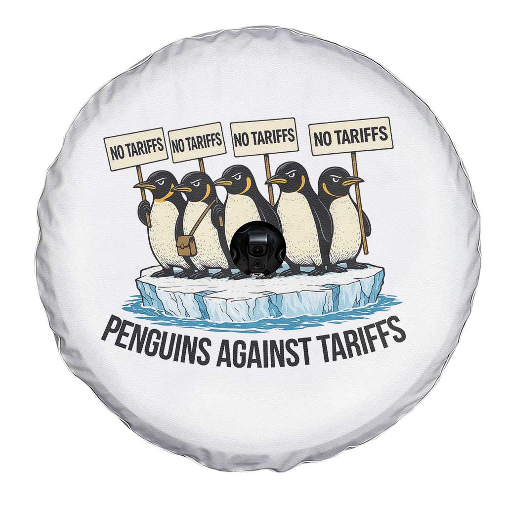 Penguins Against Tariffs Spare Tire Cover Resist Tariffs Subtle FDT Political Resistance