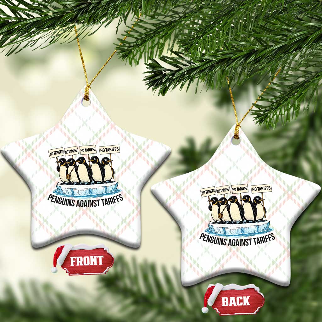 Penguins Against Tariffs Ceramic Ornament Resist Tariffs Subtle FDT Political Resistance