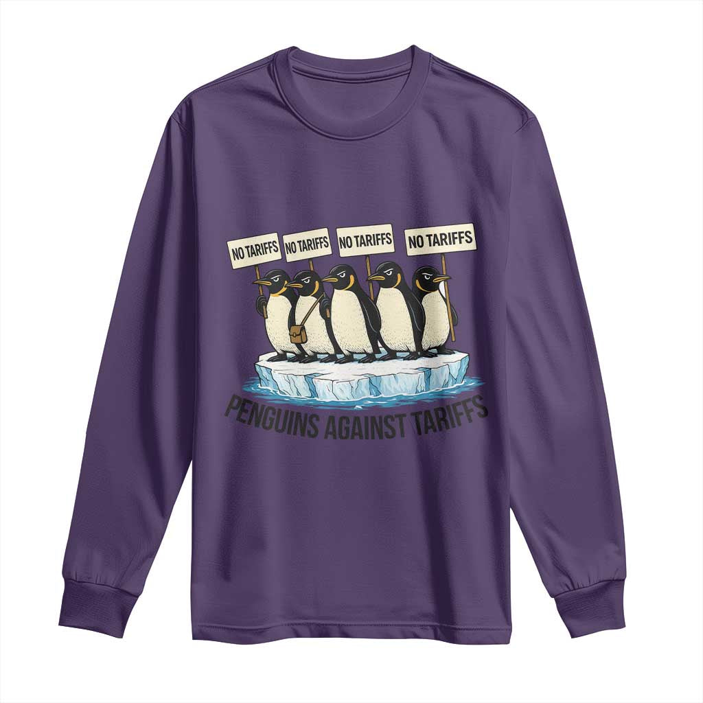 Penguins Against Tariffs Long Sleeve Shirt Resist Tariffs Subtle FDT Political Resistance