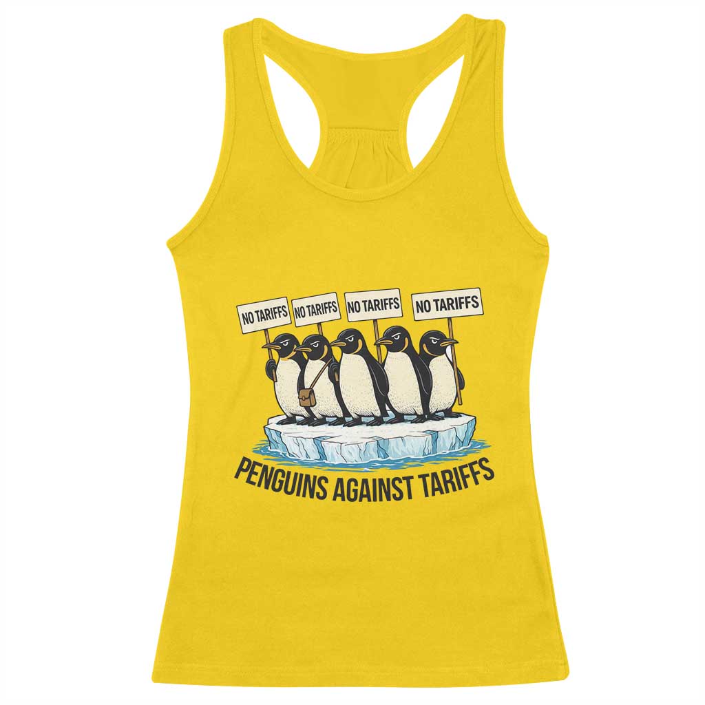 Penguins Against Tariffs Racerback Tank Top Resist Tariffs Subtle FDT Political Resistance