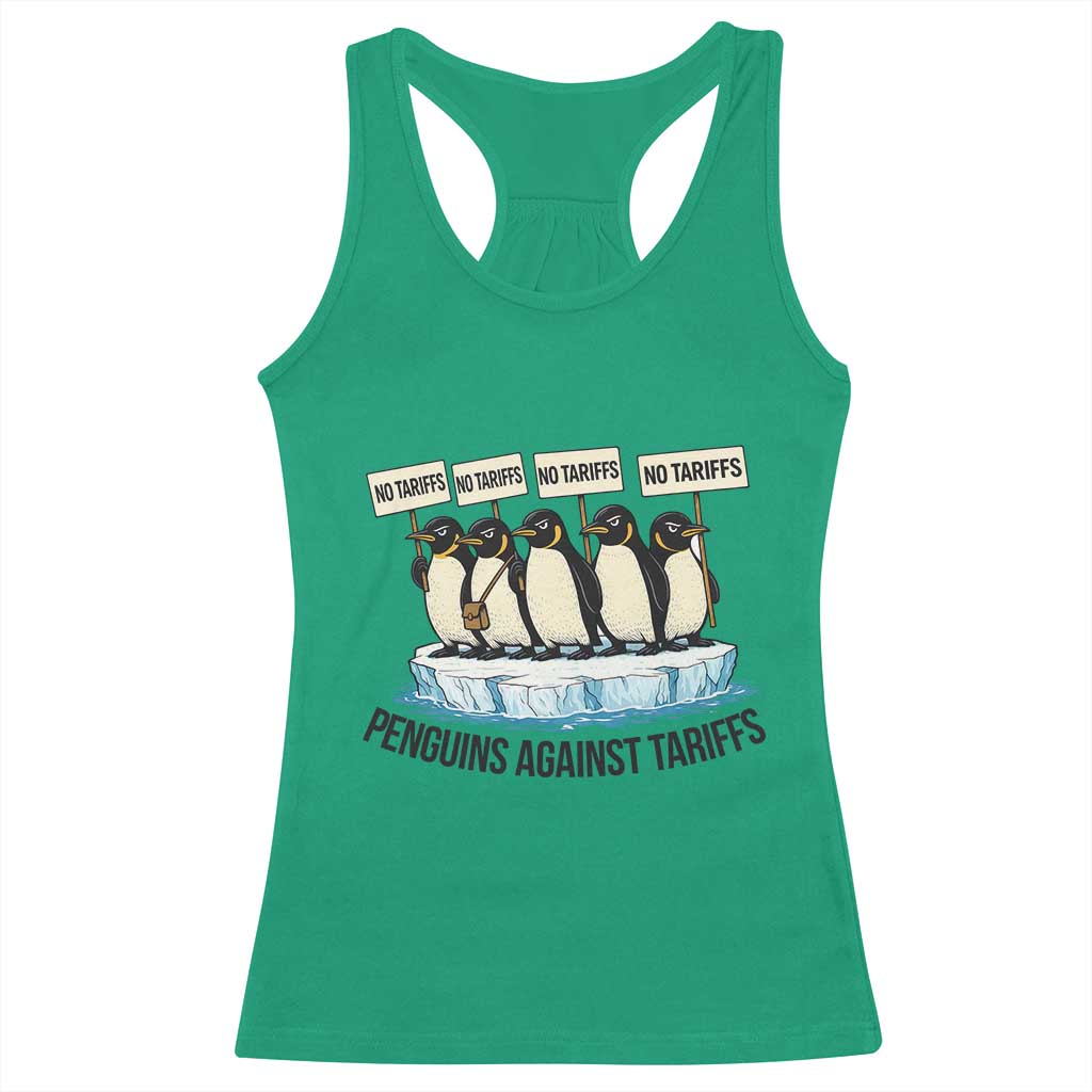 Penguins Against Tariffs Racerback Tank Top Resist Tariffs Subtle FDT Political Resistance