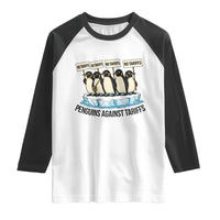 Penguins Against Tariffs Raglan Shirt Resist Tariffs Subtle FDT Political Resistance