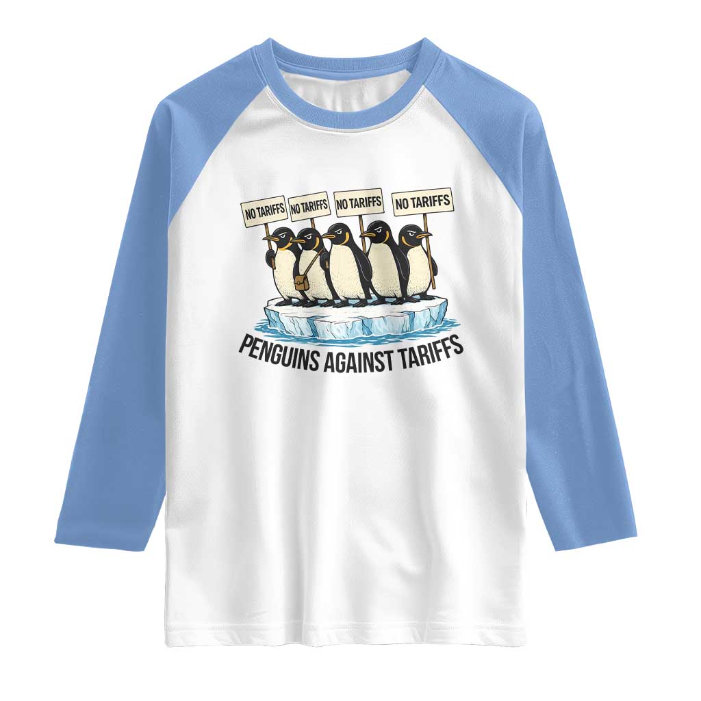Penguins Against Tariffs Raglan Shirt Resist Tariffs Subtle FDT Political Resistance