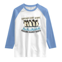 Penguins Against Tariffs Raglan Shirt Resist Tariffs Subtle FDT Political Resistance