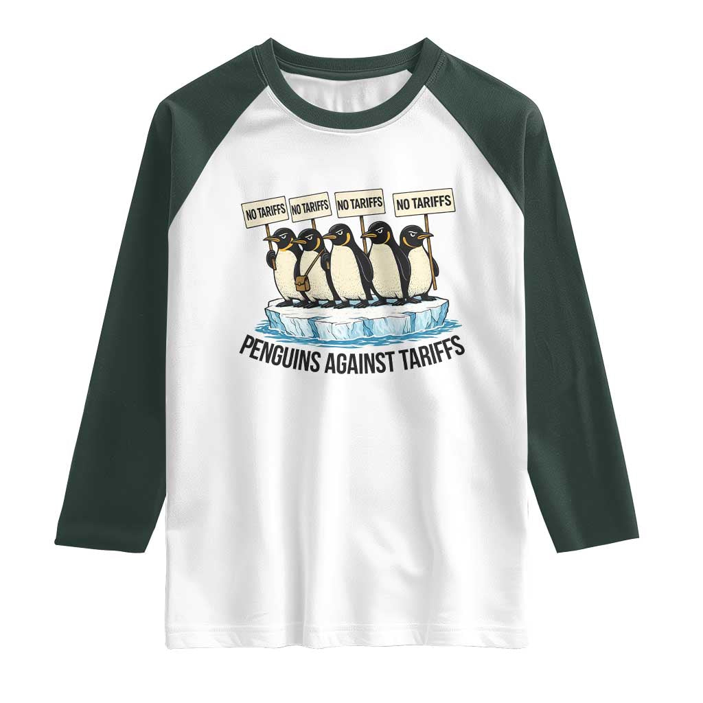 Penguins Against Tariffs Raglan Shirt Resist Tariffs Subtle FDT Political Resistance