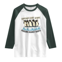 Penguins Against Tariffs Raglan Shirt Resist Tariffs Subtle FDT Political Resistance