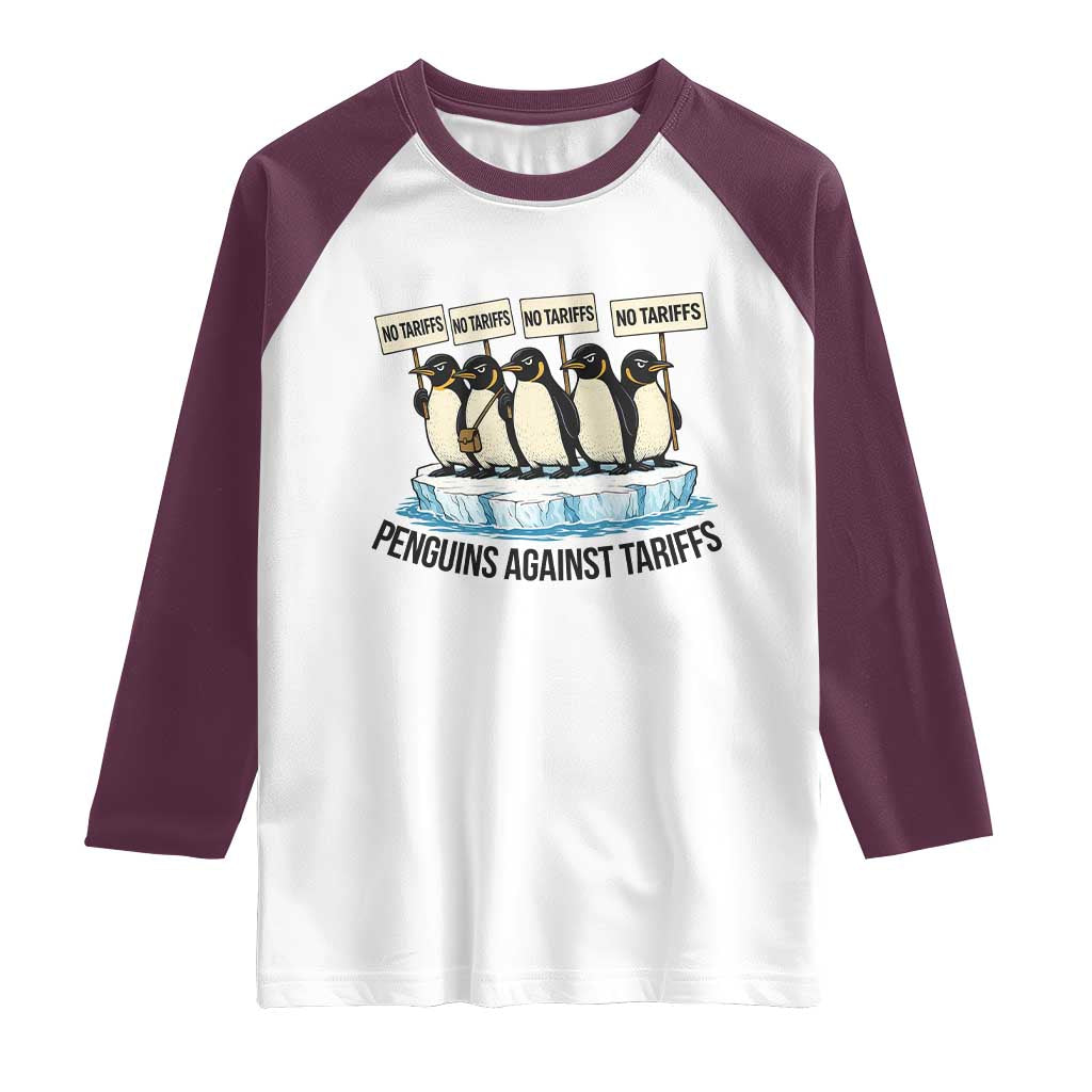 Penguins Against Tariffs Raglan Shirt Resist Tariffs Subtle FDT Political Resistance