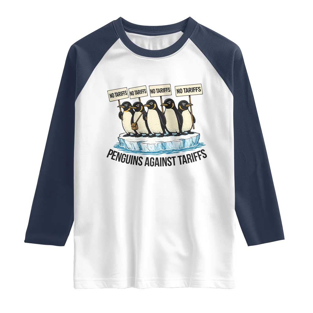 Penguins Against Tariffs Raglan Shirt Resist Tariffs Subtle FDT Political Resistance