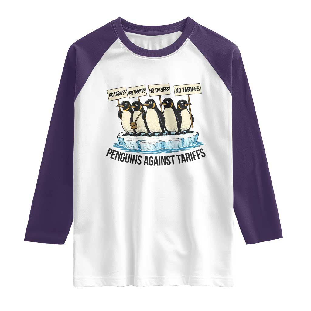 Penguins Against Tariffs Raglan Shirt Resist Tariffs Subtle FDT Political Resistance