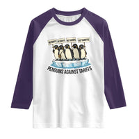 Penguins Against Tariffs Raglan Shirt Resist Tariffs Subtle FDT Political Resistance