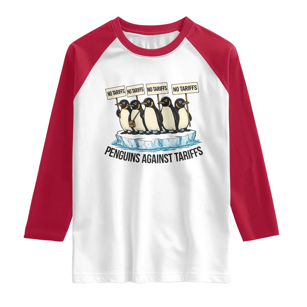 Penguins Against Tariffs Raglan Shirt Resist Tariffs Subtle FDT Political Resistance