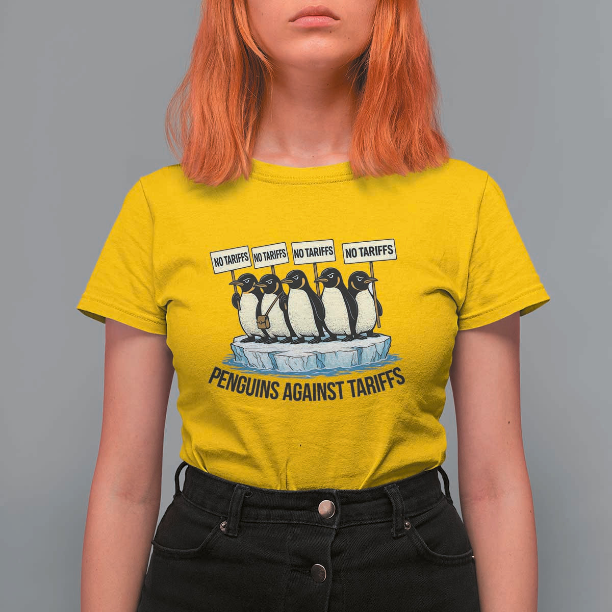 Penguins Against Tariffs T Shirt For Women Resist Tariffs Subtle FDT Political Resistance