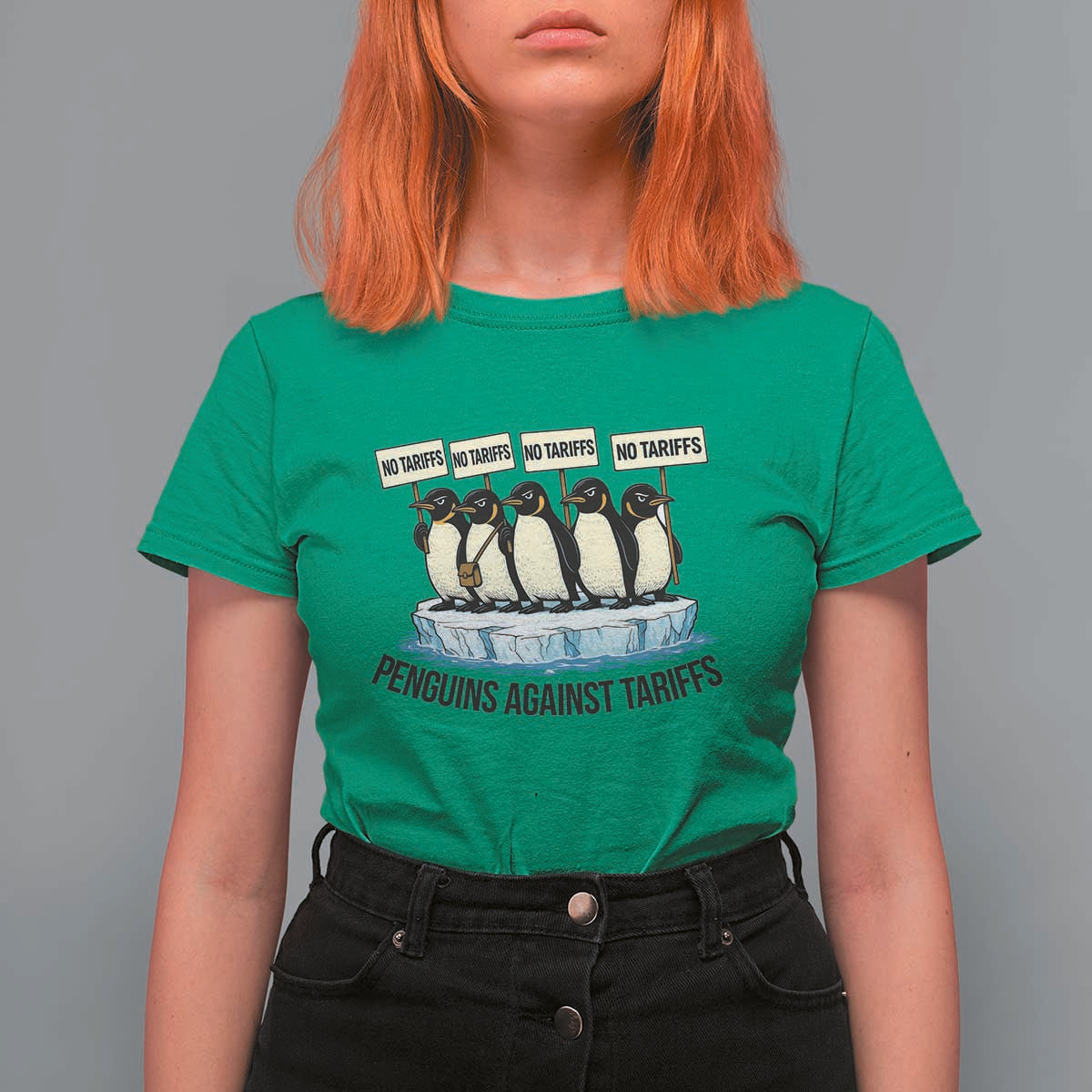 Penguins Against Tariffs T Shirt For Women Resist Tariffs Subtle FDT Political Resistance