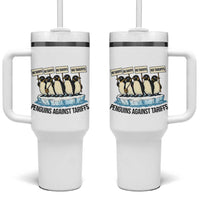 Penguins Against Tariffs Tumbler With Handle Resist Tariffs Subtle FDT Political Resistance