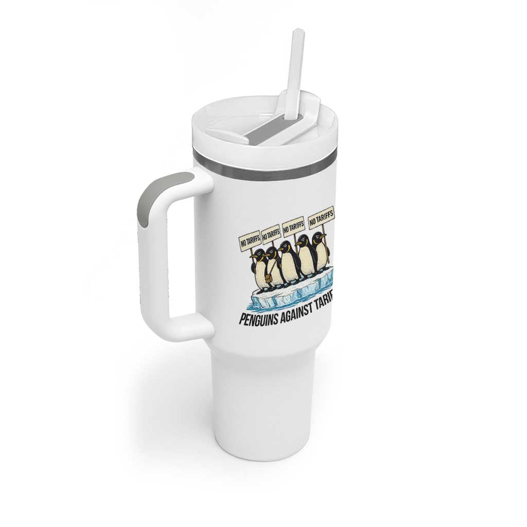 Penguins Against Tariffs Tumbler With Handle Resist Tariffs Subtle FDT Political Resistance
