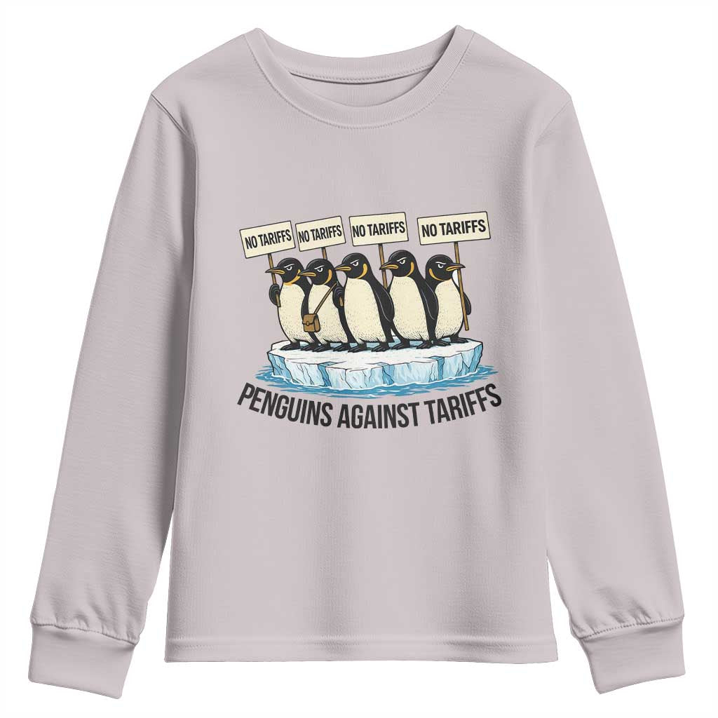 Penguins Against Tariffs Youth Sweatshirt Resist Tariffs Subtle FDT Political Resistance