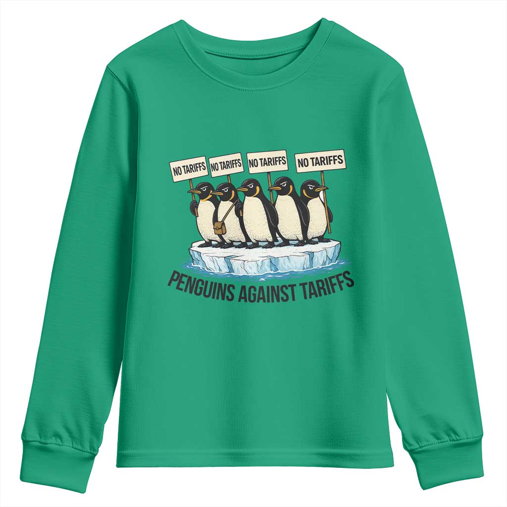Penguins Against Tariffs Youth Sweatshirt Resist Tariffs Subtle FDT Political Resistance