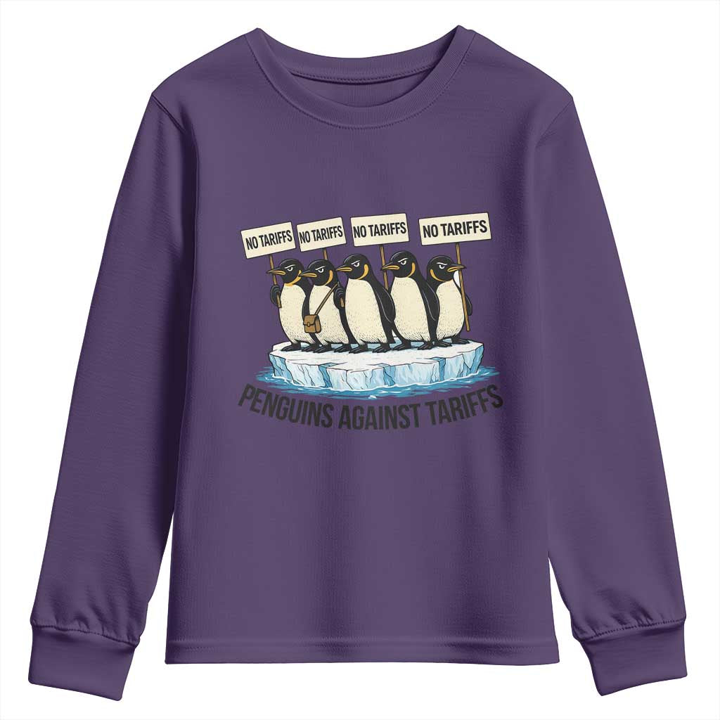 Penguins Against Tariffs Youth Sweatshirt Resist Tariffs Subtle FDT Political Resistance
