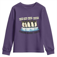 Penguins Against Tariffs Youth Sweatshirt Resist Tariffs Subtle FDT Political Resistance