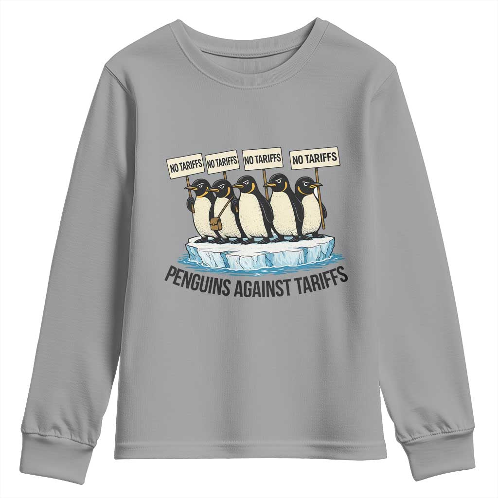 Penguins Against Tariffs Youth Sweatshirt Resist Tariffs Subtle FDT Political Resistance