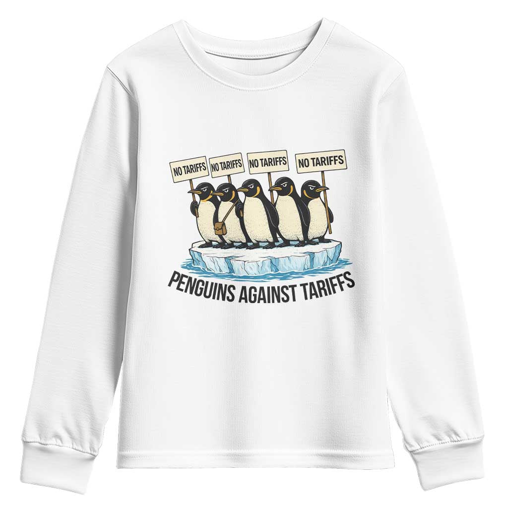 Penguins Against Tariffs Youth Sweatshirt Resist Tariffs Subtle FDT Political Resistance